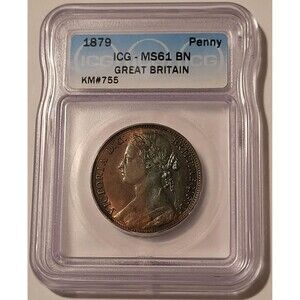 Great Britain Victoria 1879 Penny MS61 BN ICG